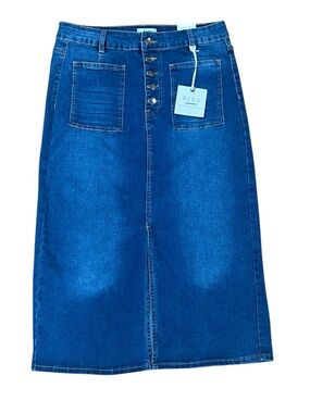 NWT Code Bleu Y2K/90s Long Denim Stretch Skirt Size 10 Medium/Dark Wash